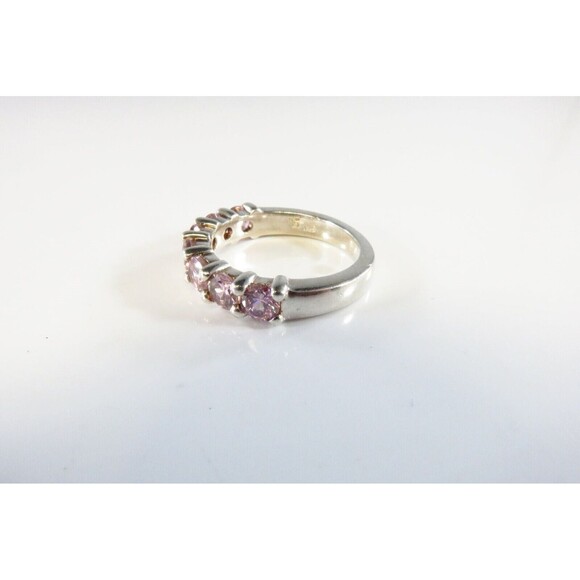 Sterling Silver Stackable Pink Glass Accented Band Ring Size 6.5 - Picture 4 of 6